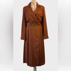 Witchery Chestnut Long Sleeve Wrap Dress